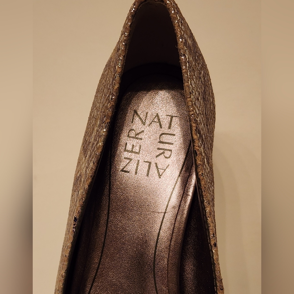 Naturalizer Women's Mavis Bow Pump In Silver Metallic Snake Size 6 - Picture 13 of 15